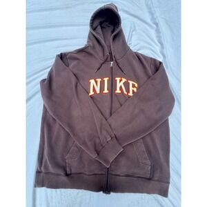 Nike The Athletic Dept Brown Full Zip Hoodie Mens XXL Spellout Varsity Fleece